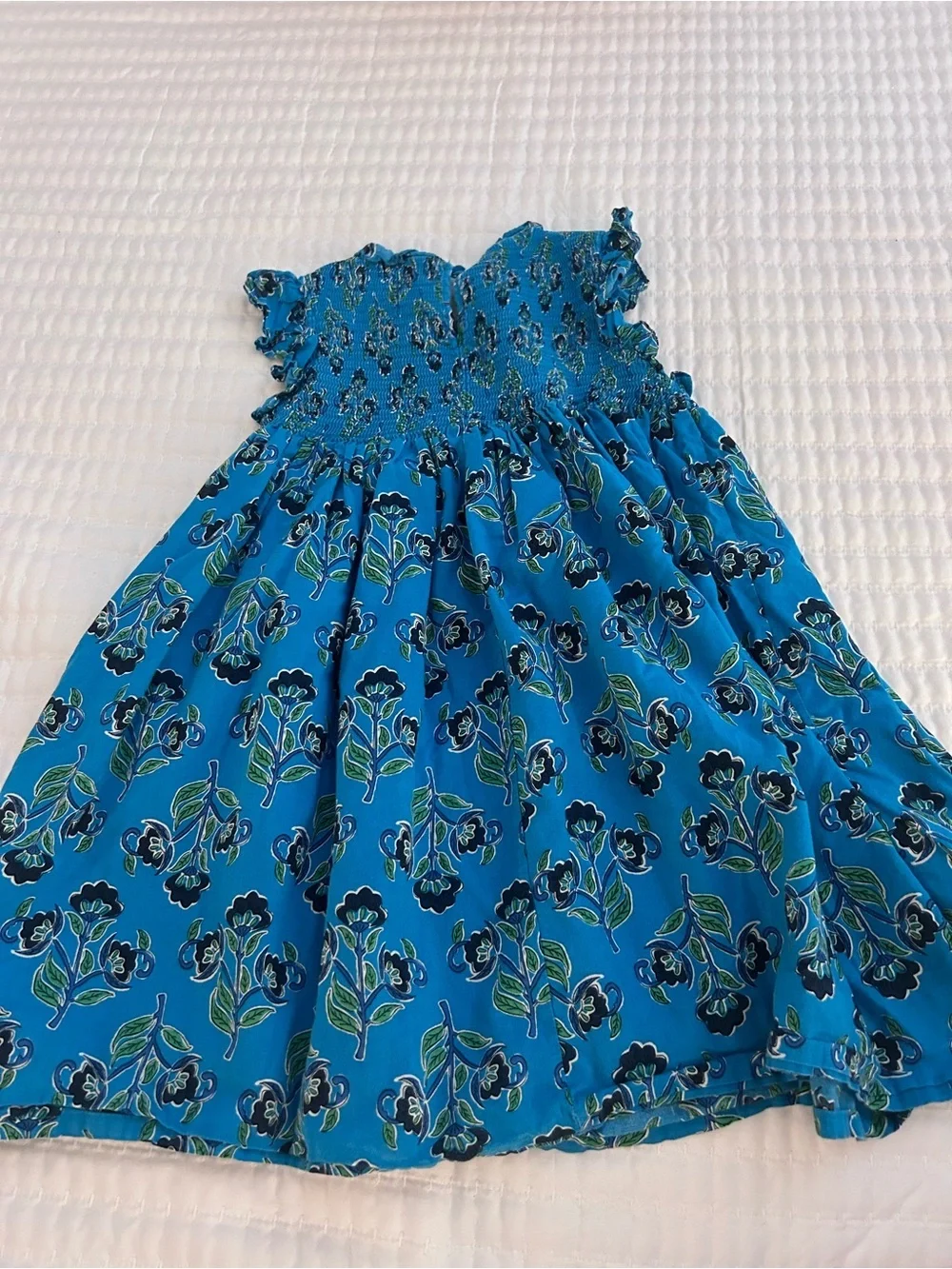 French Connection Teal Blue Floral Smocked Size XS(5/6)